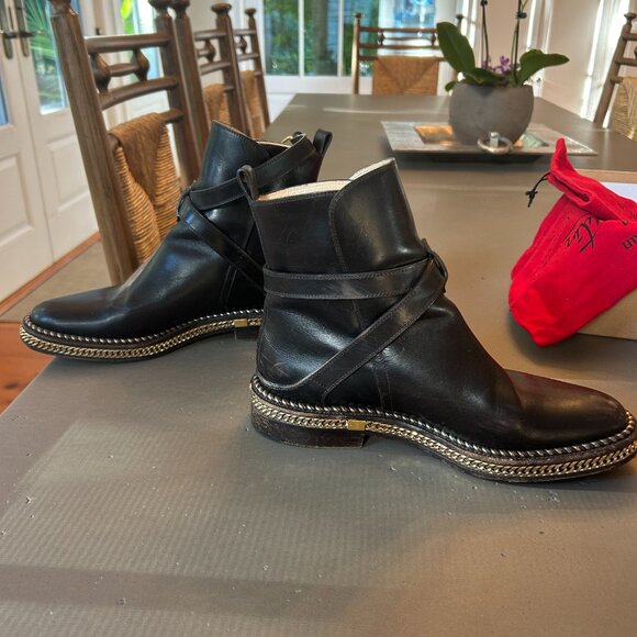 Louboutin Chain Link Shoe Boot, Dark Brown, Size 8 but runs small - Picture 2 of 6